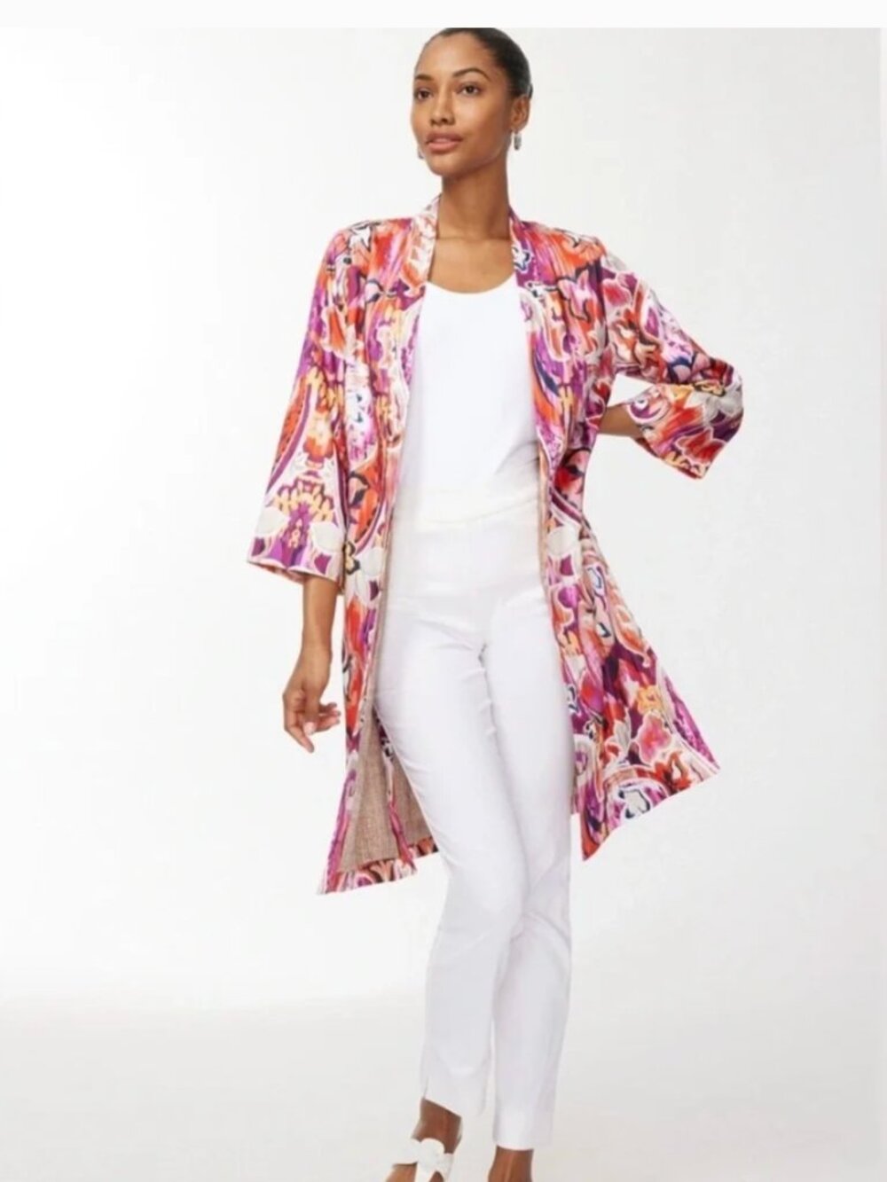 Chico's Anniversary Paisley Duster Kimono Topper Boho